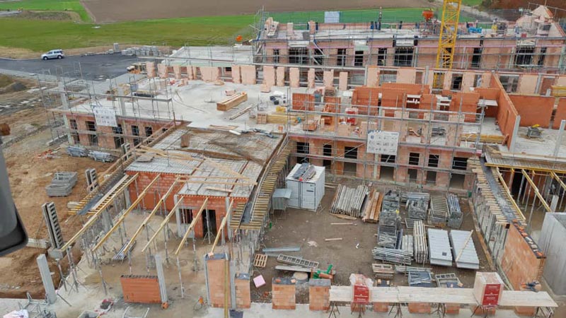 29.10.2021: Technikgebäude - Bau im Erdgeschoss begonnen